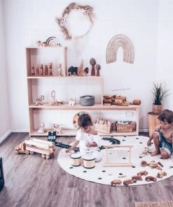 Miss Amara Totit Beige And Black Spotted Round Jute Rug