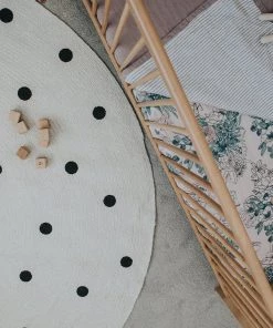 Miss Amara Totit Beige And Black Spotted Round Jute Rug