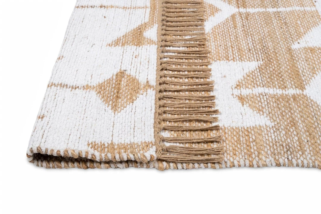Miss Amara Tracy White And Natural Geometric Reversible Jute Rug All Rugs