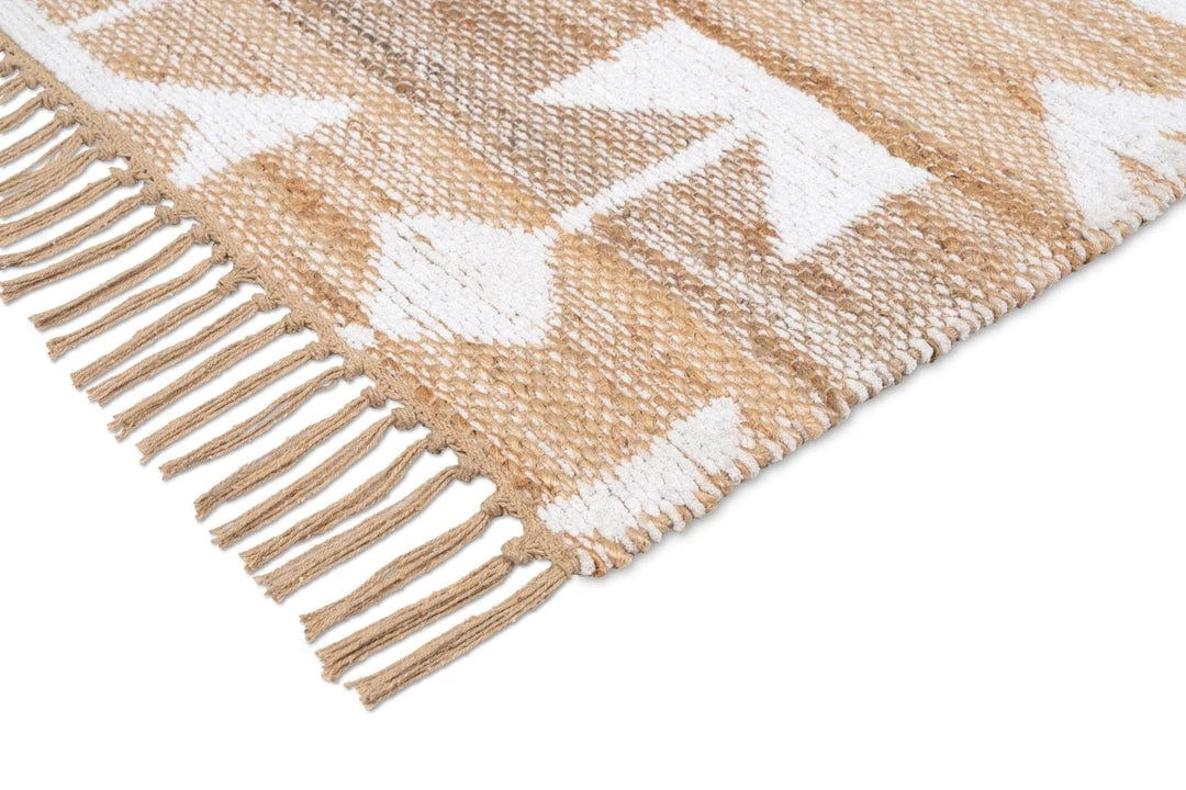 Miss Amara Tracy White And Natural Geometric Reversible Jute Rug All Rugs