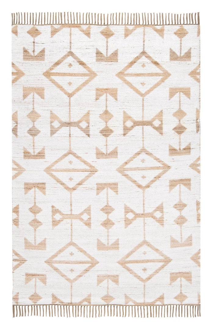 Miss Amara Tracy White And Natural Geometric Reversible Jute Rug All Rugs