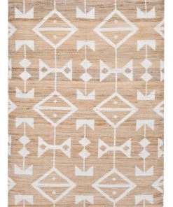 Miss Amara Tracy White And Natural Geometric Reversible Jute Rug All Rugs
