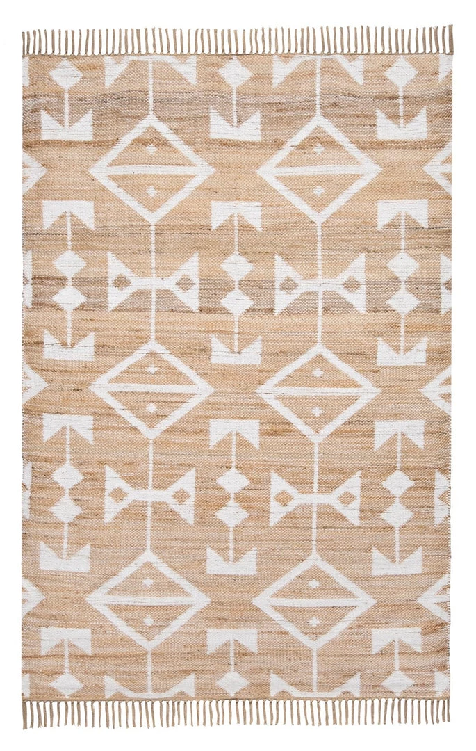 Miss Amara Tracy White And Natural Geometric Reversible Jute Rug All Rugs