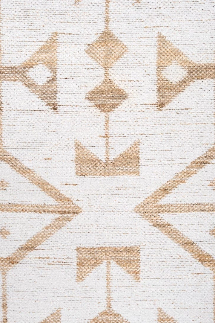 Miss Amara Tracy White And Natural Geometric Reversible Jute Rug All Rugs