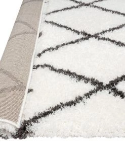 Miss Amara Tuva Ivory And Charcoal Grey Tribal Shag Indoor Mat All Rugs