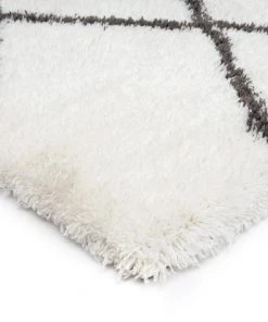 Miss Amara Tuva Ivory And Charcoal Grey Tribal Shag Indoor Mat All Rugs