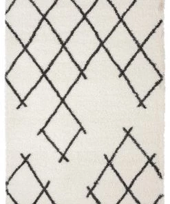 Miss Amara Tuva Ivory And Charcoal Grey Tribal Shag Rug All Rugs