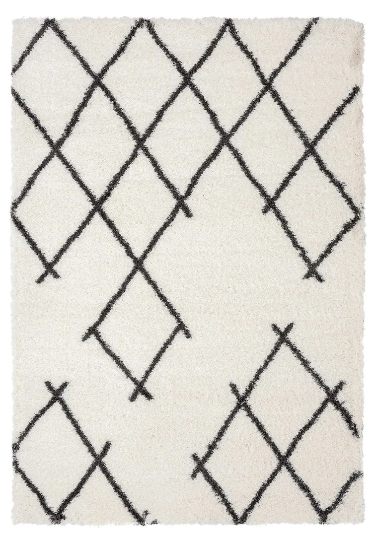Miss Amara Tuva Ivory And Charcoal Grey Tribal Shag Rug All Rugs