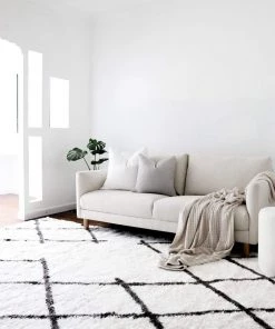 Miss Amara Tuva Ivory And Charcoal Grey Tribal Shag Rug All Rugs