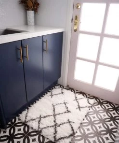 Miss Amara Tuva Ivory And Charcoal Grey Tribal Shag Indoor Mat All Rugs