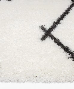 Miss Amara Tuva Ivory And Charcoal Grey Tribal Shag Indoor Mat All Rugs