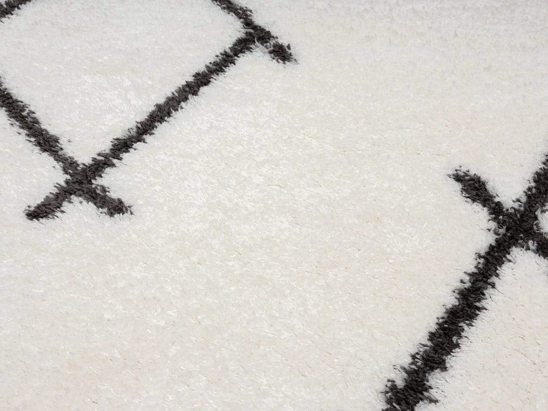 Miss Amara Tuva Ivory And Charcoal Grey Tribal Shag Rug All Rugs