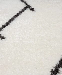 Miss Amara Tuva Ivory And Charcoal Grey Tribal Shag Indoor Mat All Rugs