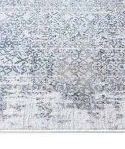 Miss Amara All Rugs Ulyana Blue And Beige Faded Transitional Runner Rug