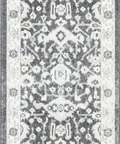Miss Amara Vada Cream Ivory And Grey Traditional Medallion Floral Runner Rug All Rugs