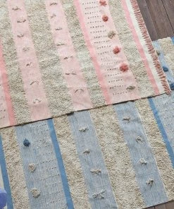 Miss Amara Jazmin Blue Tassel Flatweave Cotton Rug All Rugs