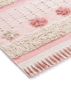 Miss Amara Valentina Pink Tassel Flatweave Cotton Rug