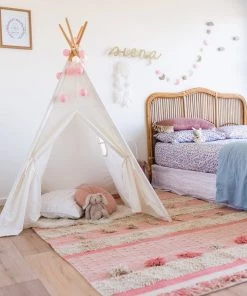 Miss Amara Valentina Pink Tassel Flatweave Cotton Rug