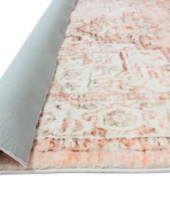 Miss Amara Veronique Peach And Brown Distressed Washable Runner Rug All Rugs