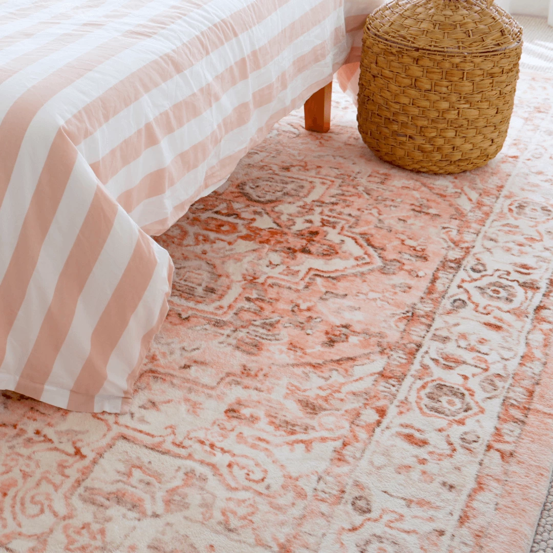 Miss Amara Veronique Peach And Brown Distressed Washable Rug All Rugs