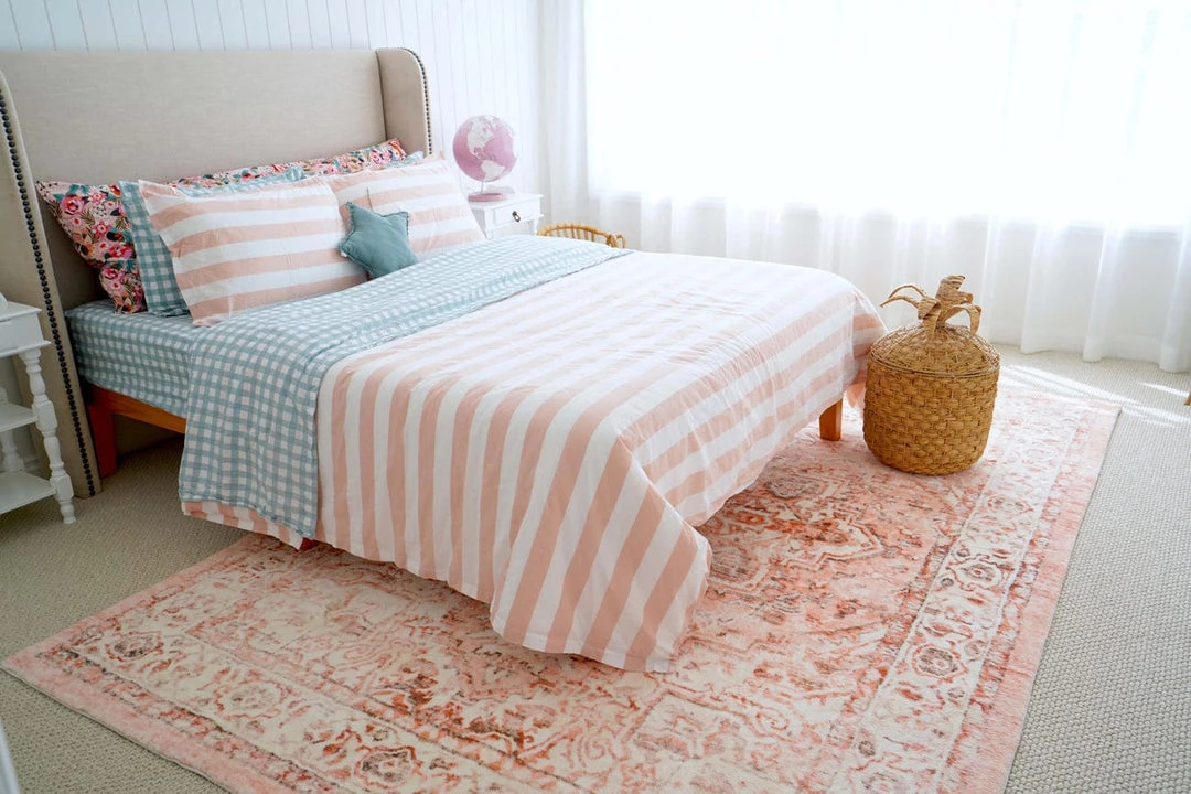 Miss Amara Veronique Peach And Brown Distressed Washable Rug All Rugs