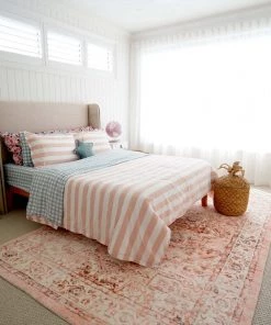 Miss Amara Veronique Peach And Brown Distressed Washable Rug All Rugs