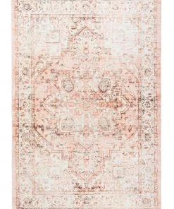 Miss Amara Veronique Peach And Brown Distressed Washable Rug All Rugs