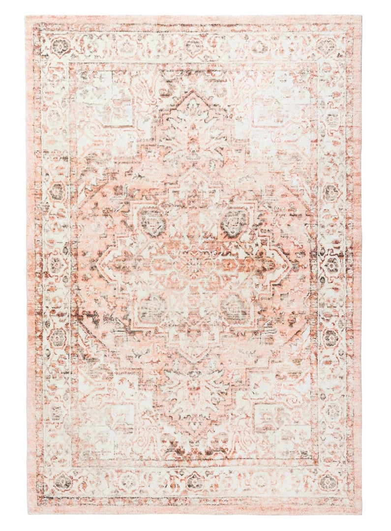 Miss Amara Veronique Peach And Brown Distressed Washable Rug All Rugs