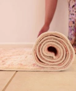 Miss Amara Veronique Peach And Brown Distressed Washable Runner Rug All Rugs