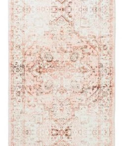Miss Amara Veronique Peach And Brown Distressed Washable Runner Rug All Rugs