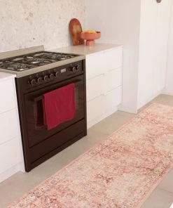 Miss Amara Veronique Peach And Brown Distressed Washable Runner Rug All Rugs