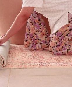 Miss Amara Veronique Peach And Brown Distressed Washable Runner Rug All Rugs