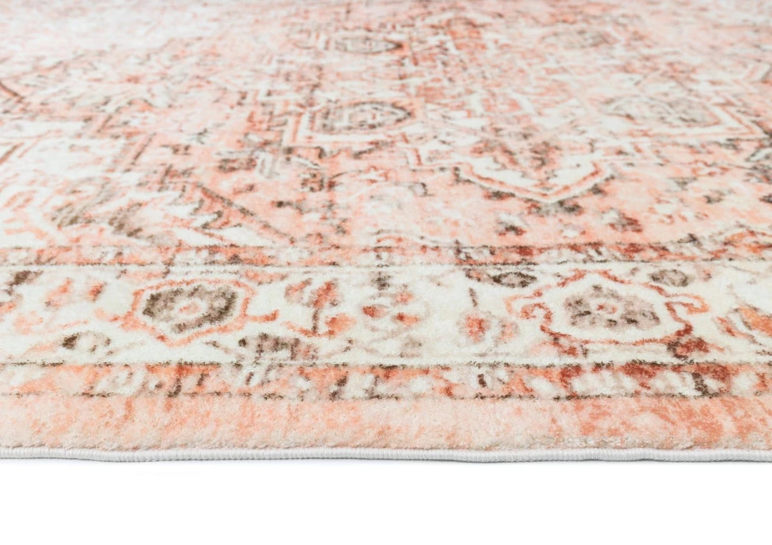 Miss Amara Veronique Peach And Brown Distressed Washable Rug All Rugs