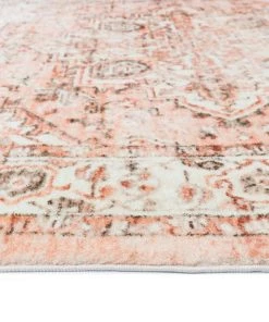 Miss Amara Veronique Peach And Brown Distressed Washable Runner Rug All Rugs