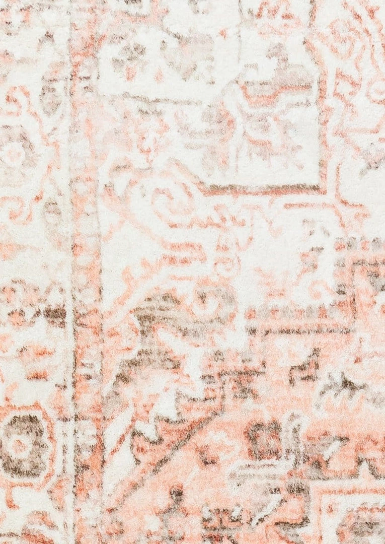 Miss Amara Veronique Peach And Brown Distressed Washable Rug All Rugs