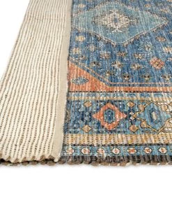Miss Amara Victorina Blue Orange And Yellow Floral Distressed Rug