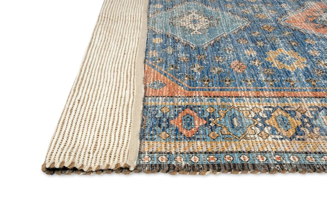Miss Amara Victorina Blue Orange And Yellow Floral Distressed Rug