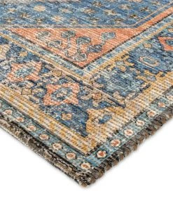 Miss Amara Victorina Blue Orange And Yellow Floral Distressed Rug