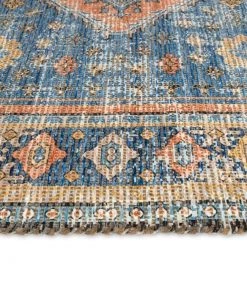 Miss Amara Victorina Blue Orange And Yellow Floral Distressed Rug