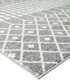 Miss Amara All Rugs Vida Dark Grey And Ivory Tribal Diamond Rug