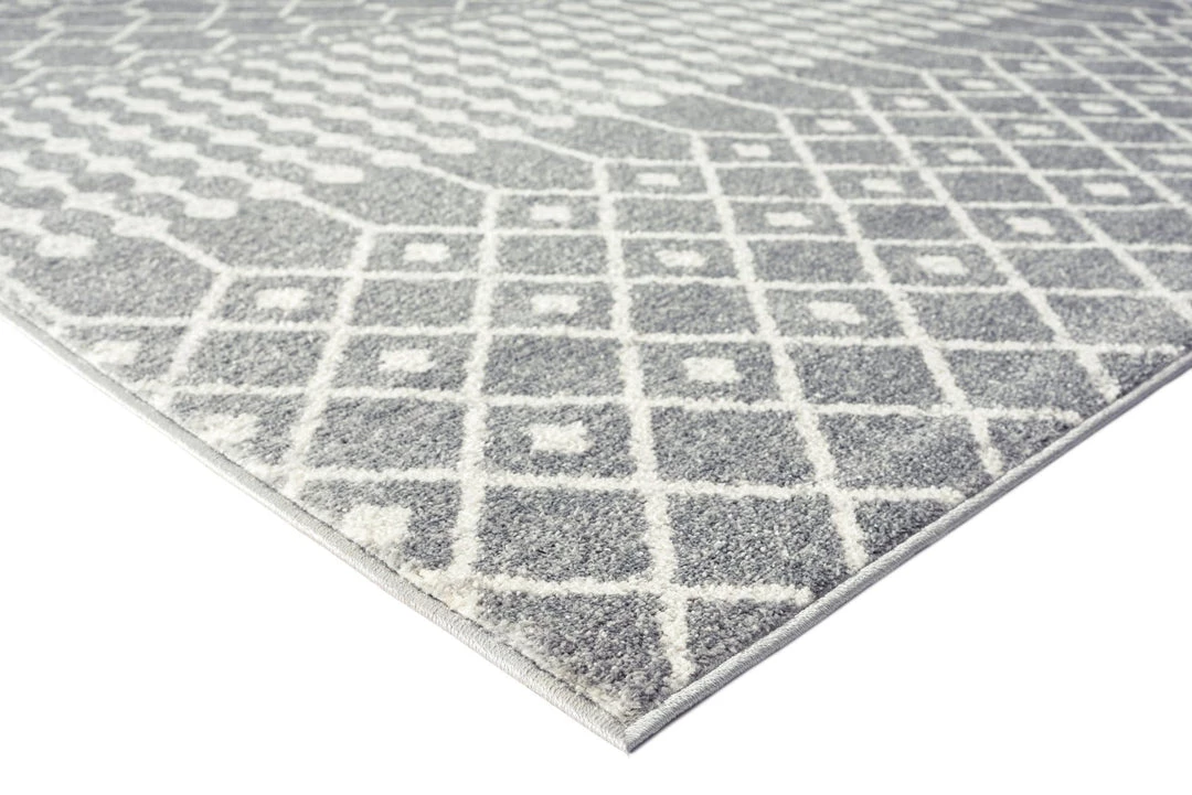Miss Amara All Rugs Vida Dark Grey And Ivory Tribal Diamond Rug