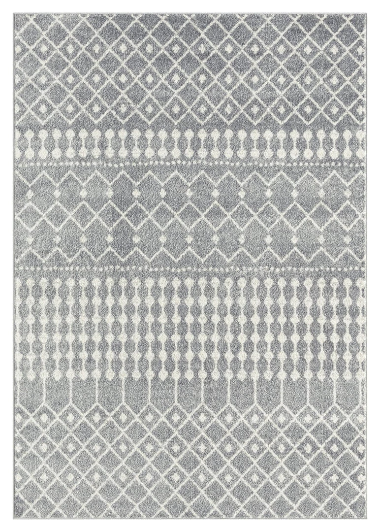 Miss Amara All Rugs Vida Dark Grey And Ivory Tribal Diamond Rug