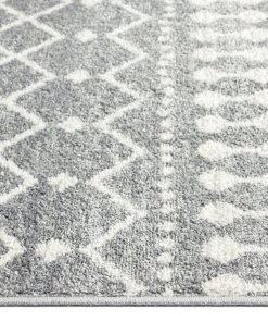 Miss Amara All Rugs Vida Dark Grey And Ivory Tribal Diamond Rug