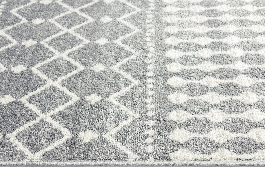 Miss Amara All Rugs Vida Dark Grey And Ivory Tribal Diamond Rug