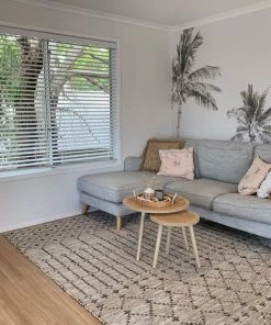 Miss Amara Viola Grey Cream And Black Tribal Rug