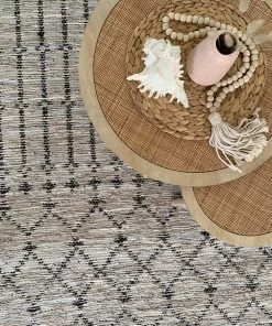 Miss Amara Viola Grey Cream And Black Tribal Rug