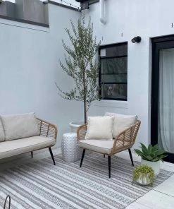 Miss Amara All Rugs Violetta Beige & Grey Tribal Indoor Outdoor PET Rug