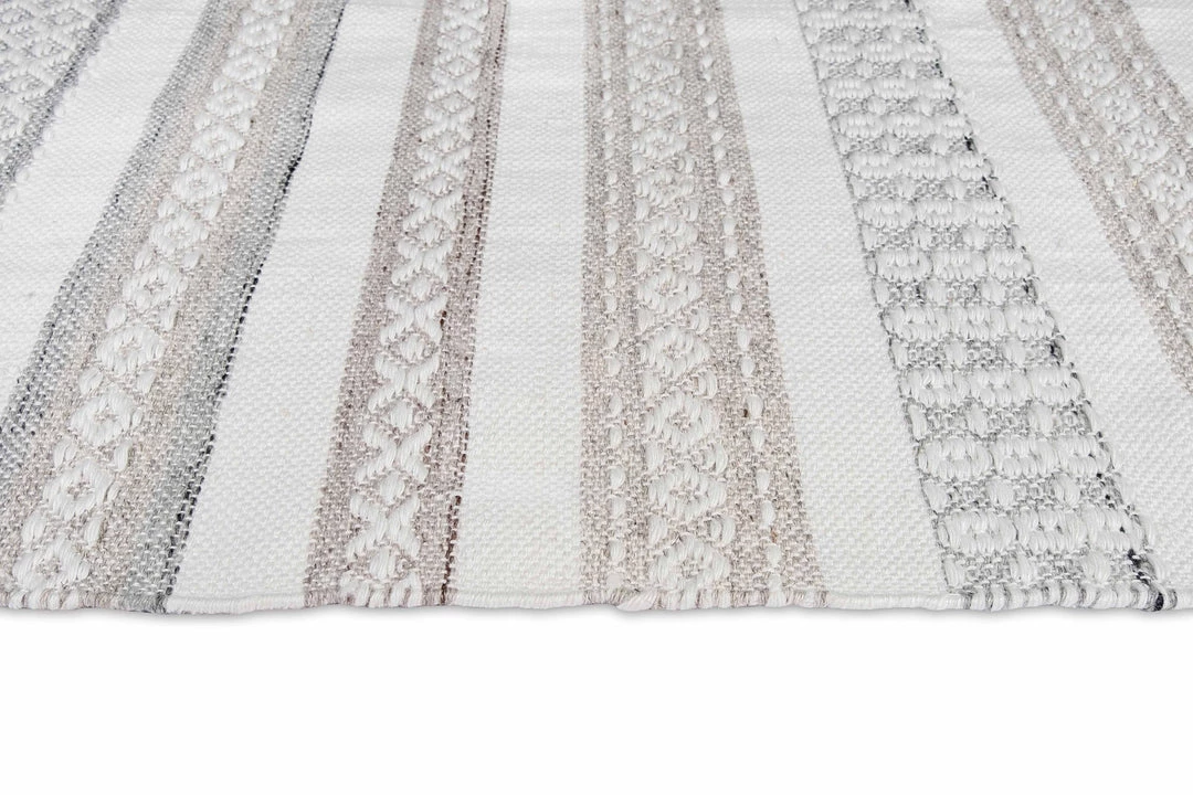 Miss Amara All Rugs Violetta Beige & Grey Tribal Indoor Outdoor PET Runner Rug