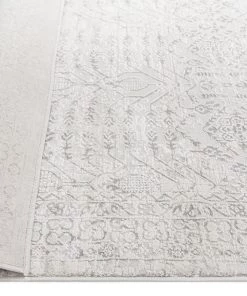 Miss Amara Wilamina Grey And Ivory Distressed Floral Rug