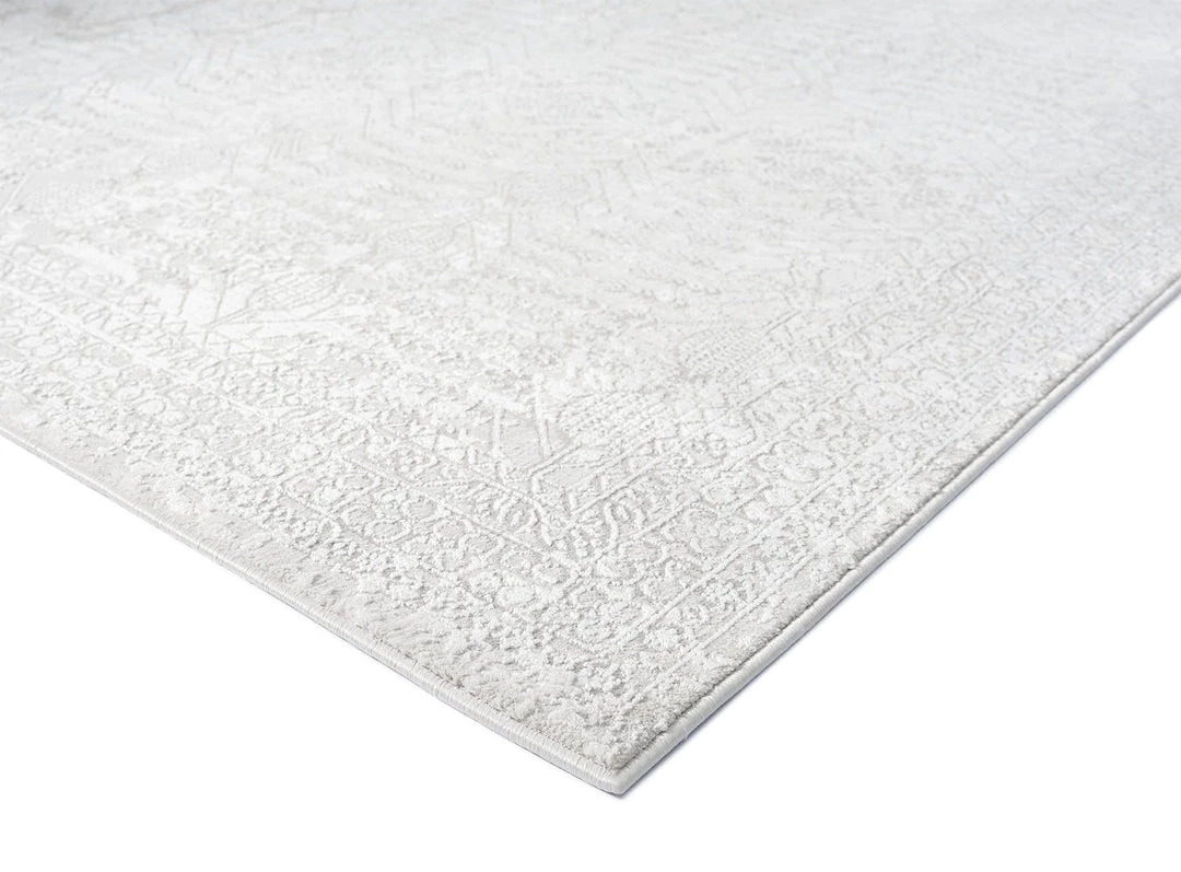 Miss Amara Wilamina Grey And Ivory Distressed Floral Rug